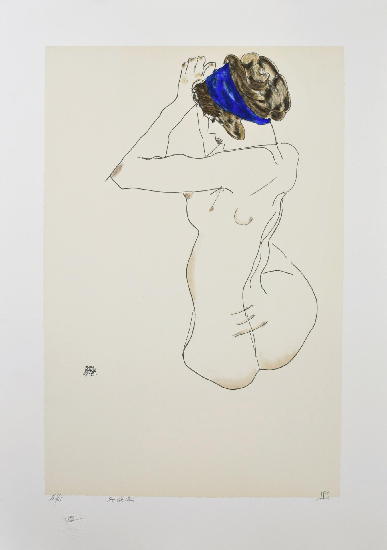 EGON SCHIELE | La fille au turban bleu, 1912 | Lithographie
