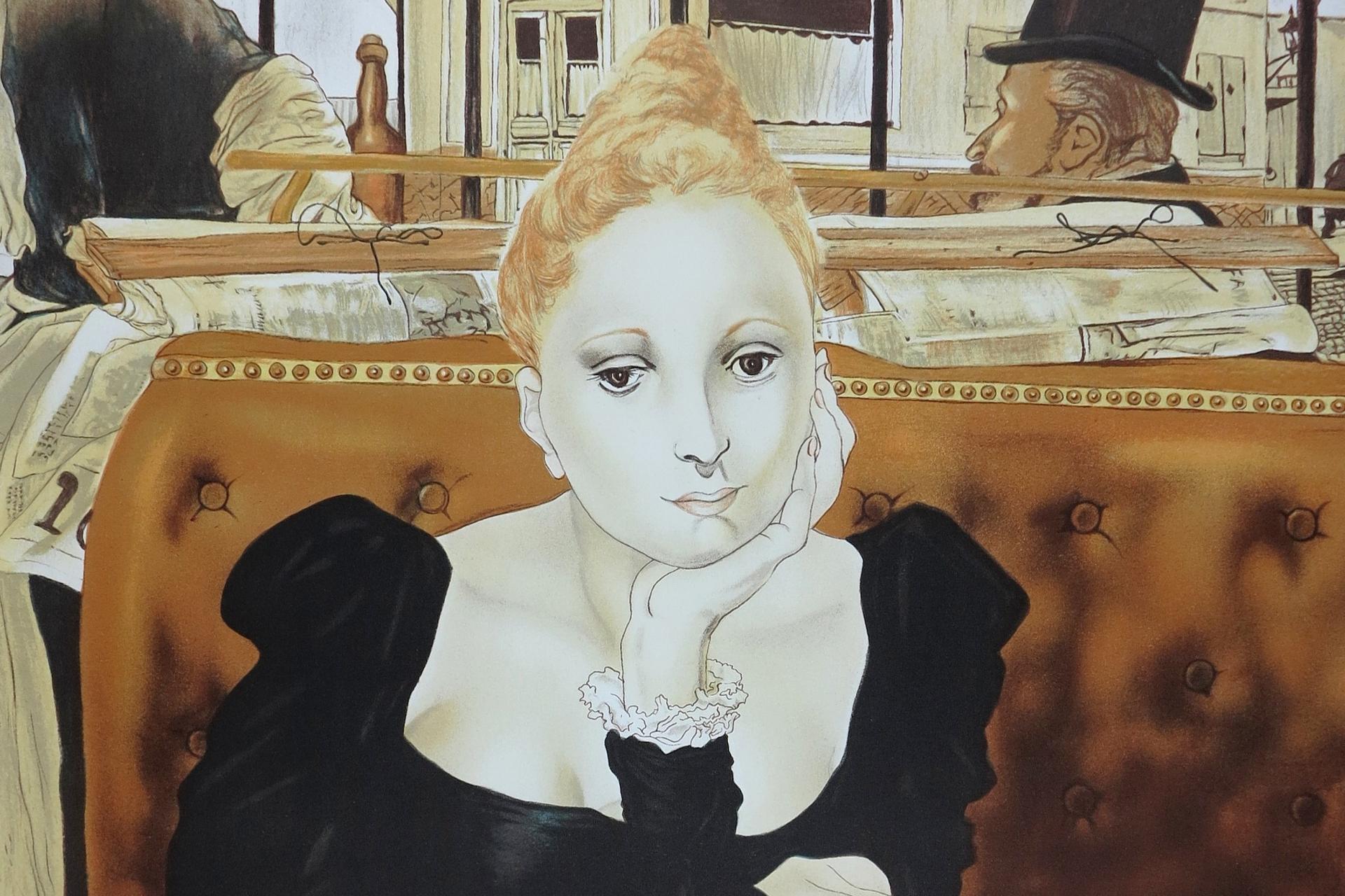 Foujita | Lithograph | Café, Paris