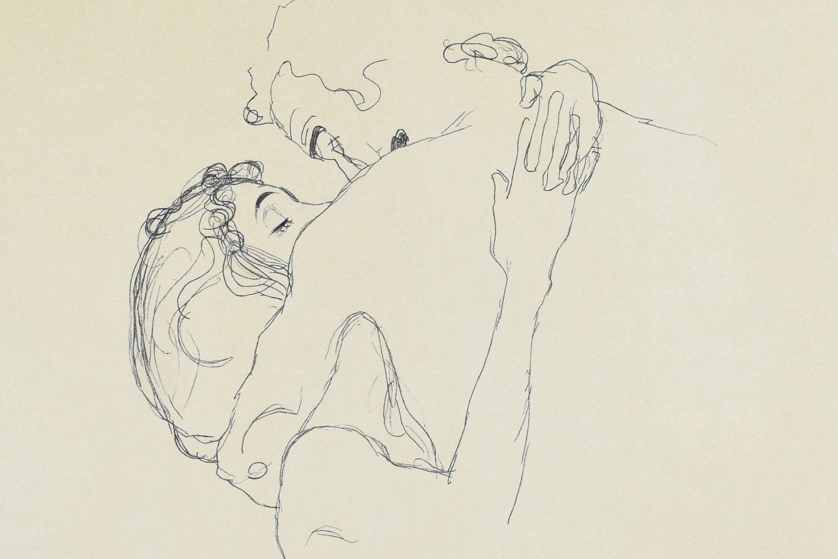 Gutav KLIMT | Lithographie | Les amoureux, Lovers, 1904/1905 (Upper bodies of an embracing couple)