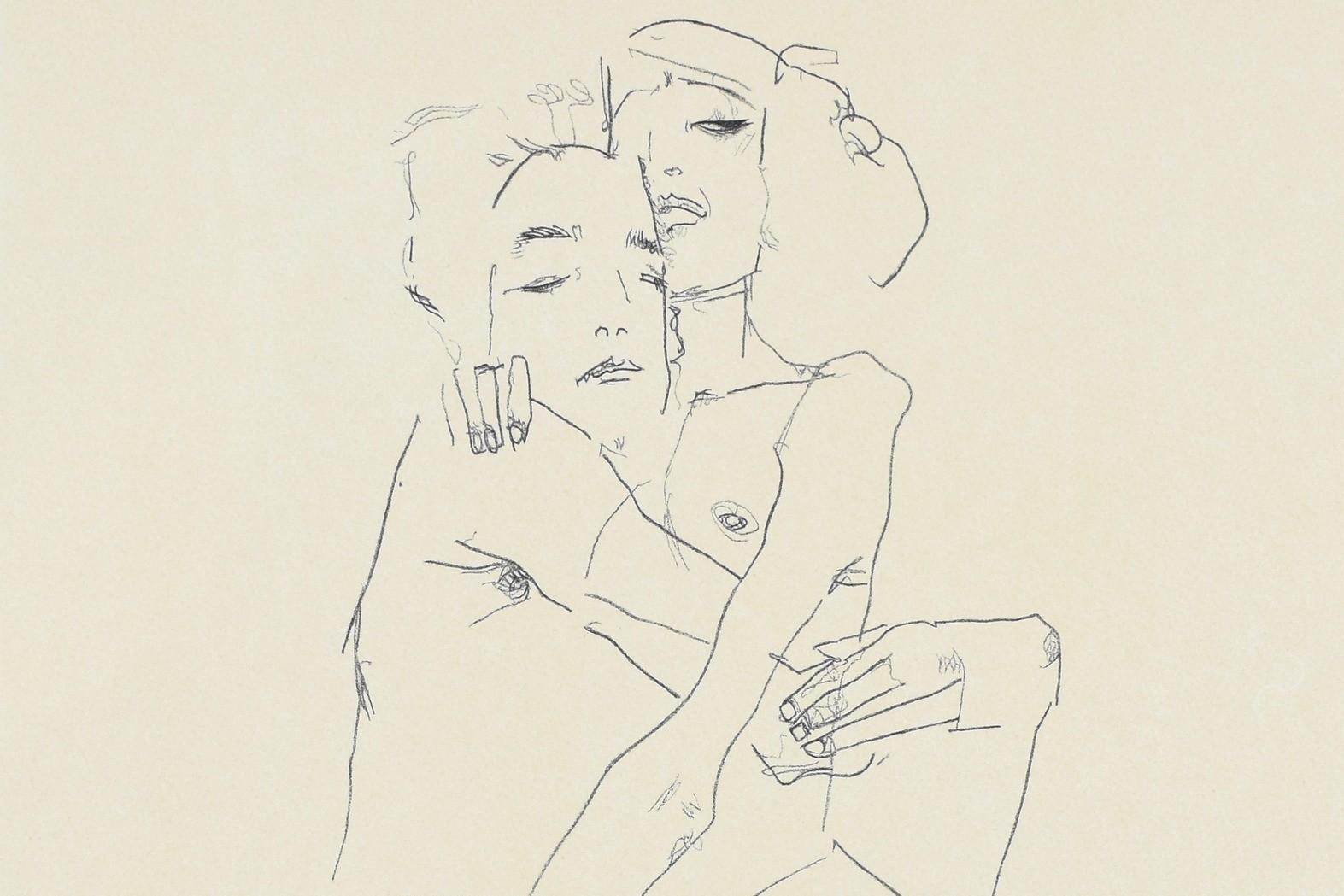 EGON SCHIELE | Couple embracing, 1915 | Lithograph