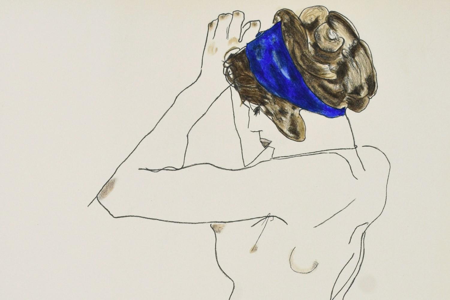 EGON SCHIELE | La fille au turban bleu, 1912 | Lithographie