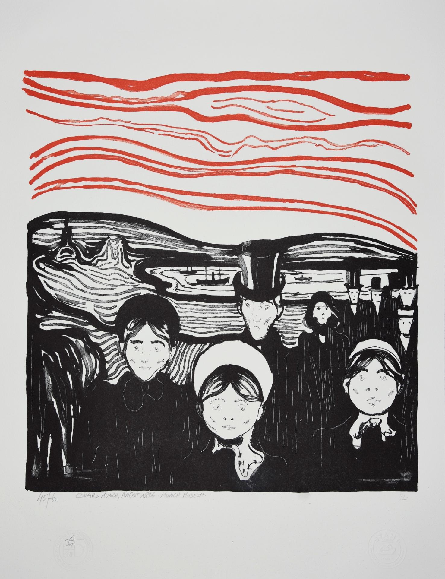 EDVARD MUNCH Lithographie | Anxiété, 1896 (Angst)