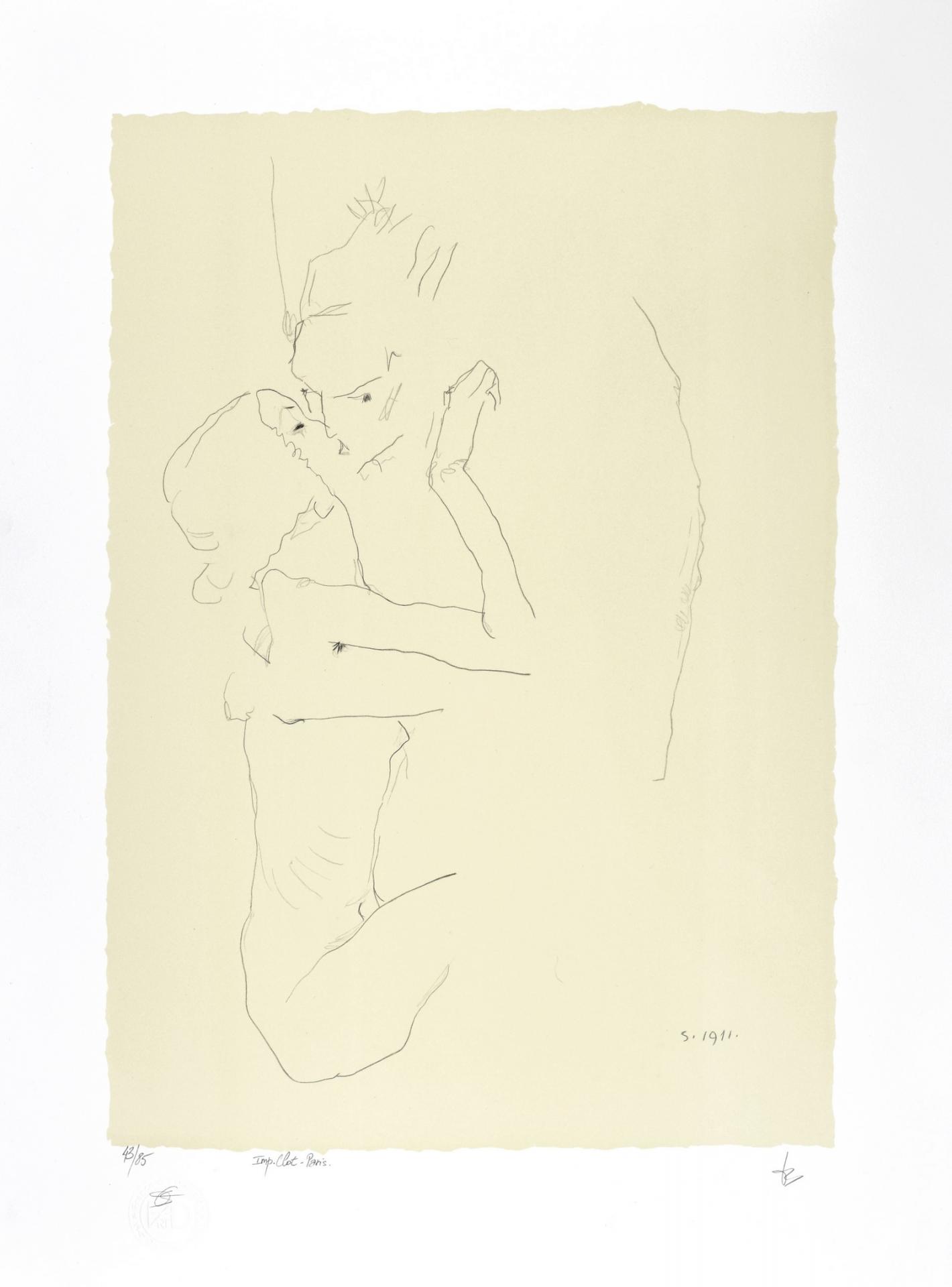 EGON SCHIELE | Le baiser, 1911 (The kiss) | Lithographie