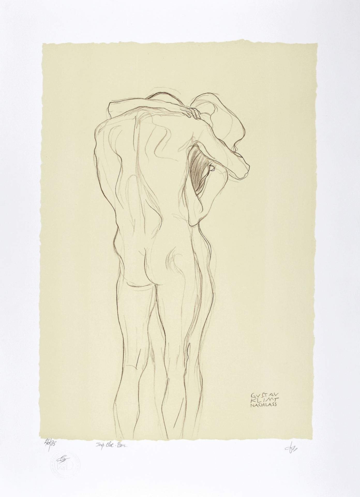 GUSTAV KLIMT | Embracing couple, 1901 (Standing Naked Couple, Embracing / Sich umarmendes, stehendes nacktes Paar) | Lithographie