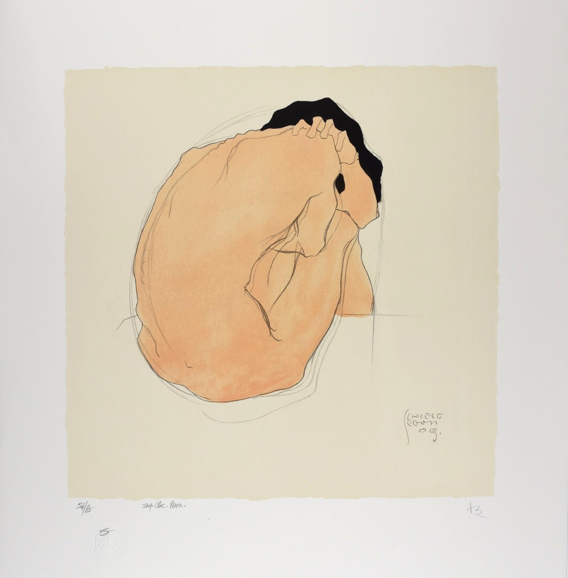 Egon Schiele | L'Homme aux cheveux noirs, 1909 | Lithographie