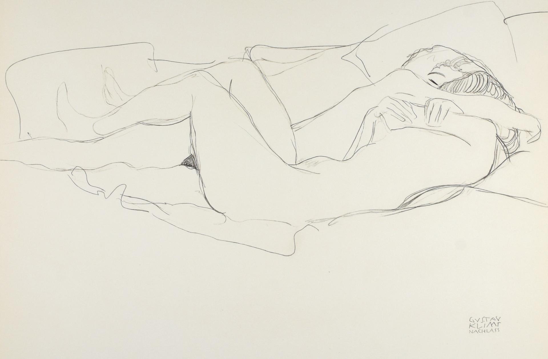 Gustav Klimt | Lithographie |  Couple enlacé, 1901 Etude pour "le baiser au monde entier" de la frise Beethoven du Palais de la sécession (Vienne, Autriche)