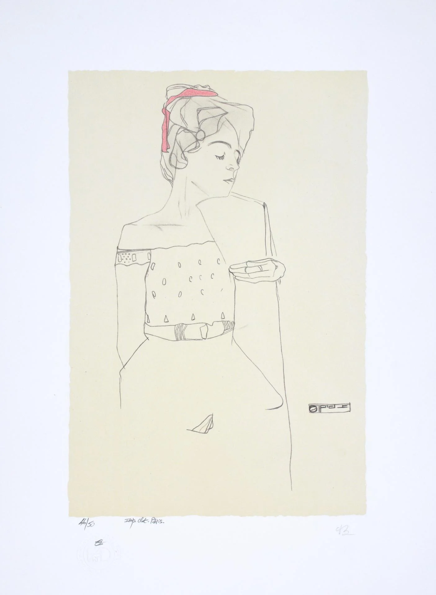 EGON SCHIELE | Lithograph | Portrait of the Artist's Sister Gerti, 1910
