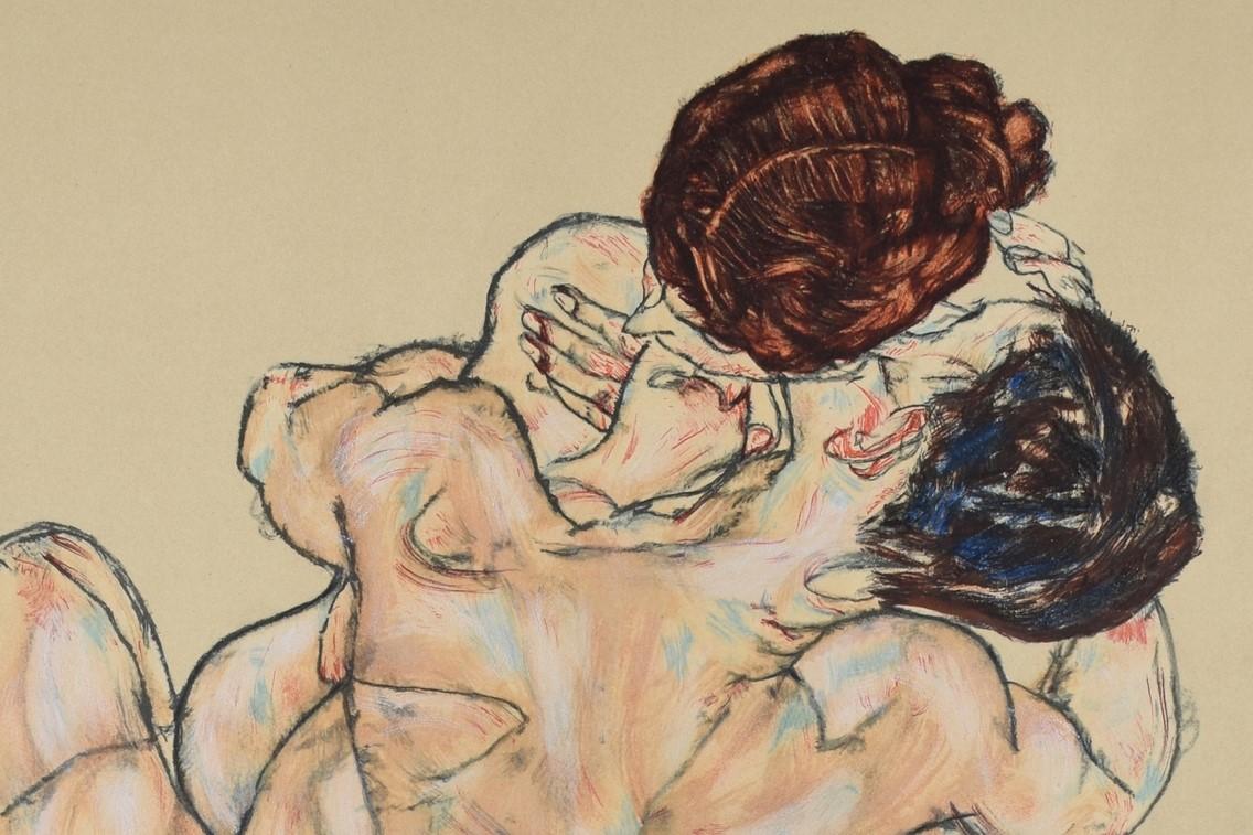 EGON SCHIELE | Lovers, 1917 (Mann und frau, umarmung) | Lithographie