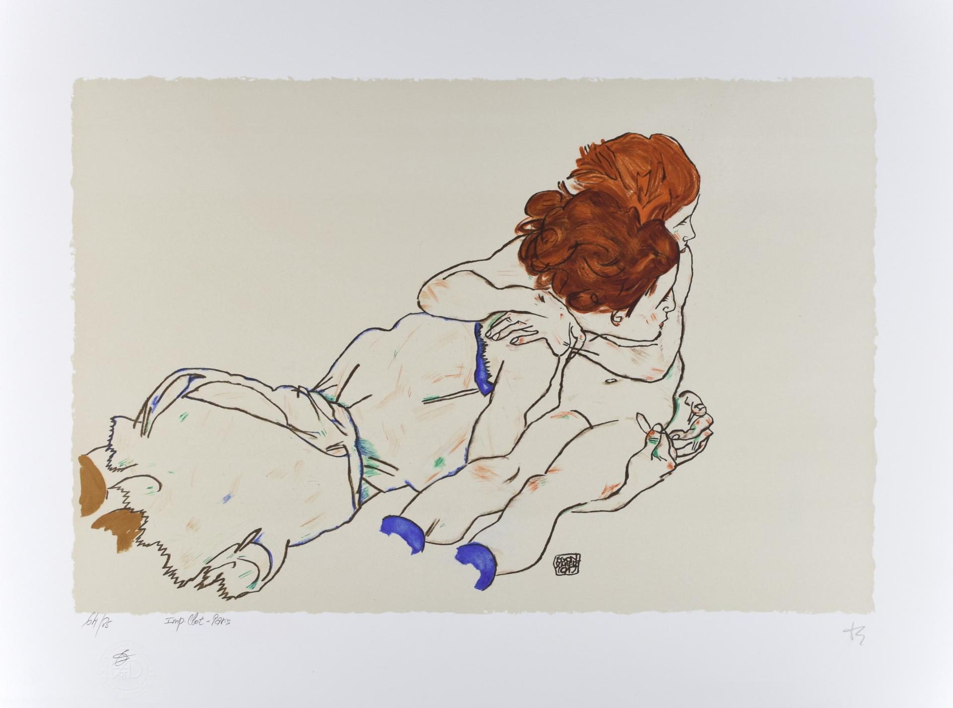 EGON SCHIELE | The Flight, 1917 / Mutter mit Kind / Mother with child,1917 | Lithograph