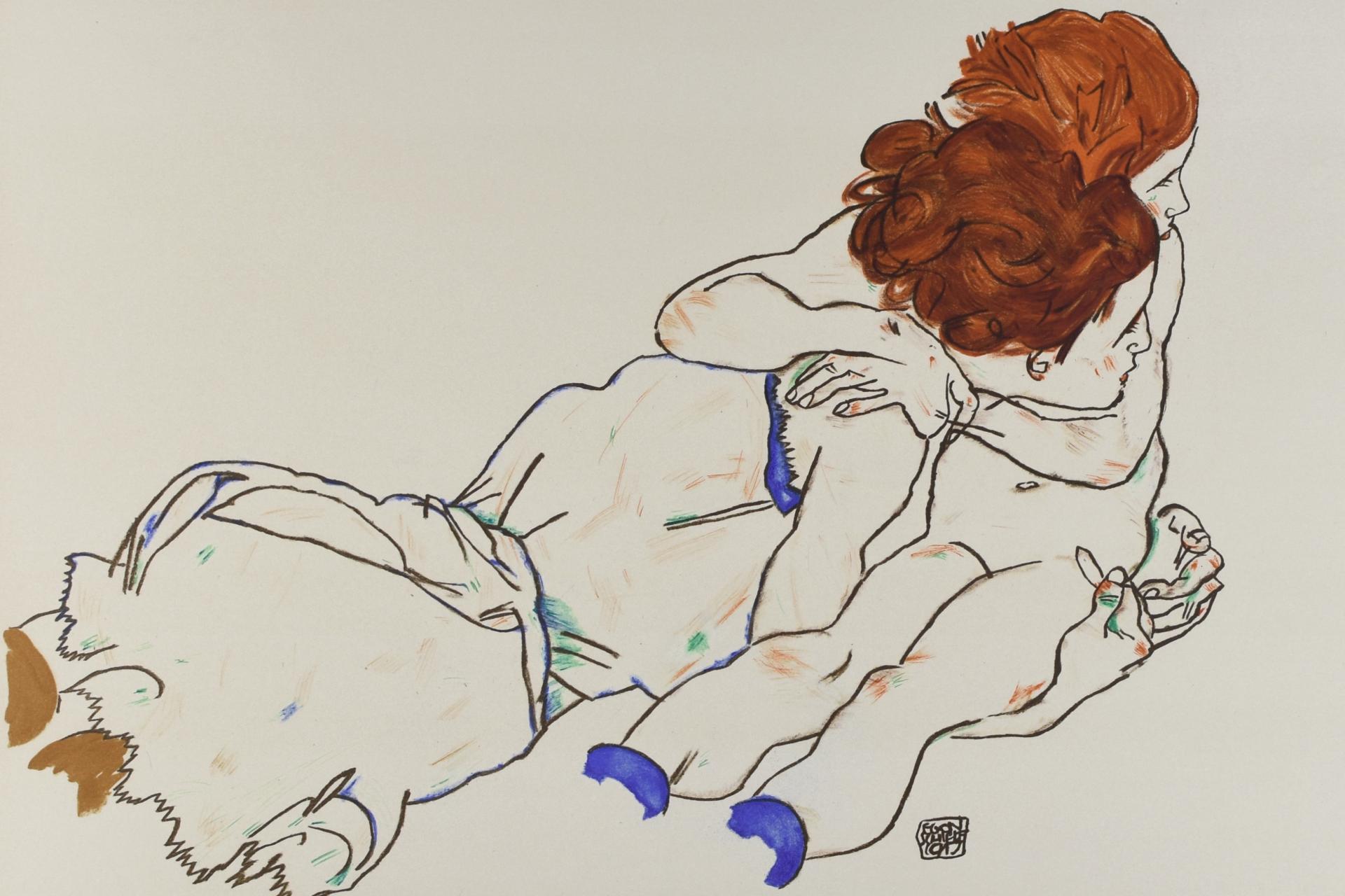 EGON SCHIELE | L'envol, 1917 (Mutter mit kind / Mother and child) | Lithographie