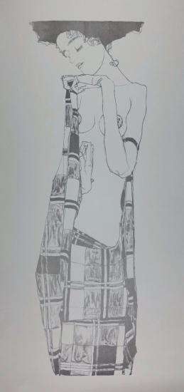 Egon Schiele, Portrait Gerti Schiele, Lithographie 1909, FRANCE ART DIFFUSION