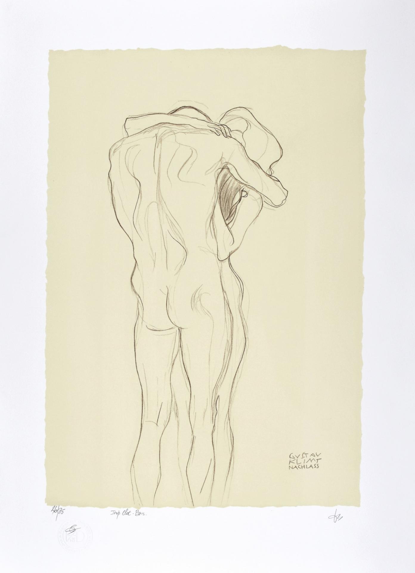 GUSTAV KLIMT | Couple embracing, 1901 (Standing Naked Couple, Embracing / Sich umarmendes, stehendes nacktes Paar) | Lithographie