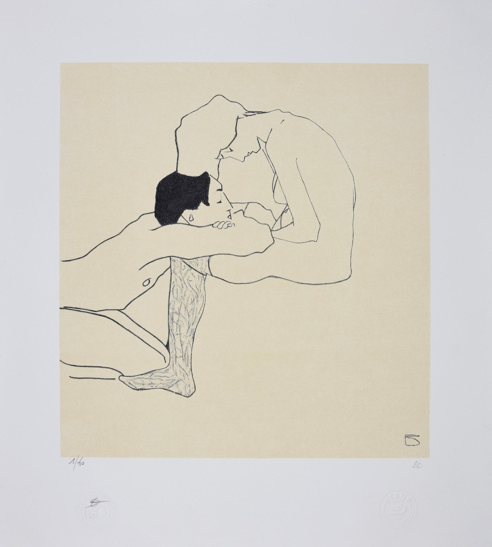 EGON SCHIELE | Lovers, 1909 | Lithographie