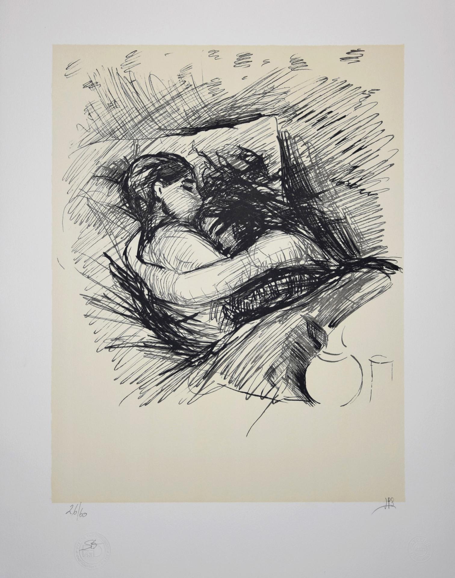 EDVARD MUNCH | Lithograph | Lovers, 1890 (Mann og kvinne i seng)