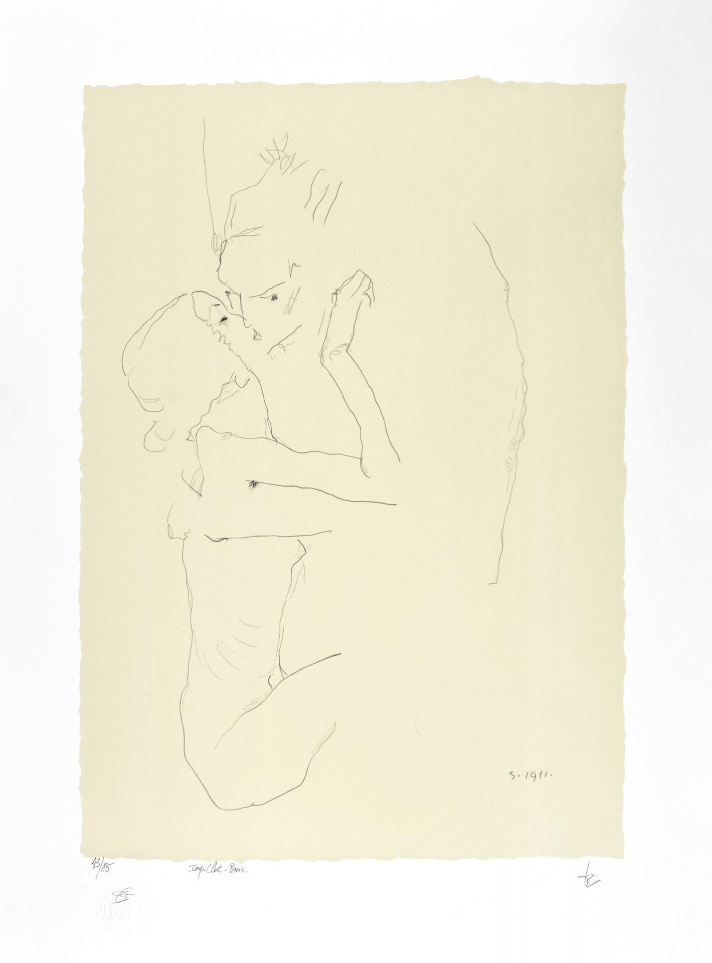 EGON SCHIELE | The Kiss, 1911 | Lithograph